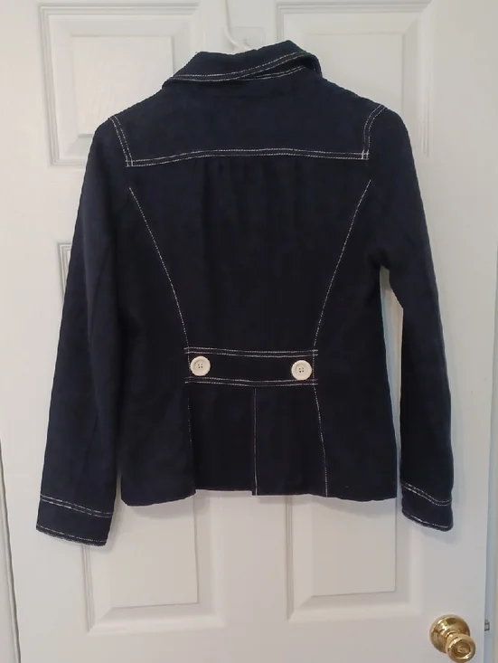 Boden Sz 8, (Runs S), Navy Blazer Jacket with Cream Buttons - Picture 4 of 8